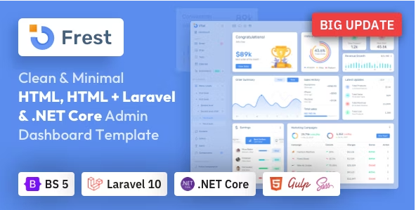 Frest - Bootstrap 5 HTML, Laravel & Asp.Net Admin Dashboard Template